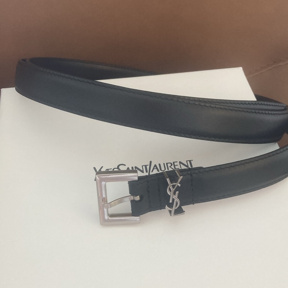 Yves Saint Laurent Black Leather Belt
